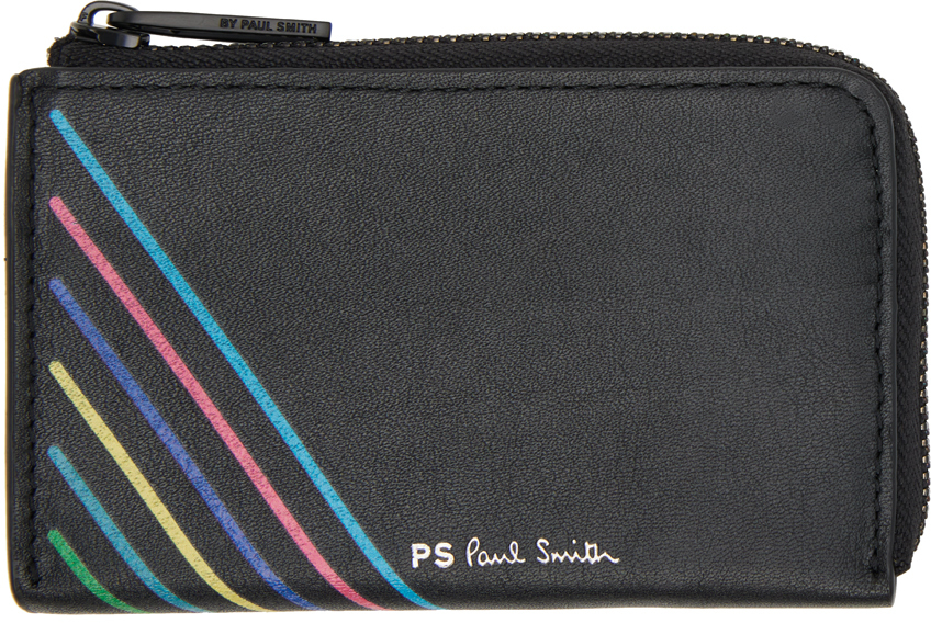 Black Sports Stripe Zip Wallet