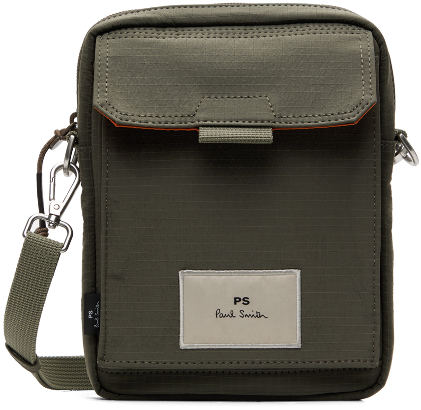 Ps By Paul Smith Khaki Logo Patch Pouch In 37 Greens
