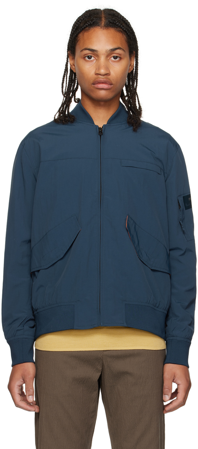 Ps By Paul Smith Blue Zip Bomber Jacket In 48 Blues