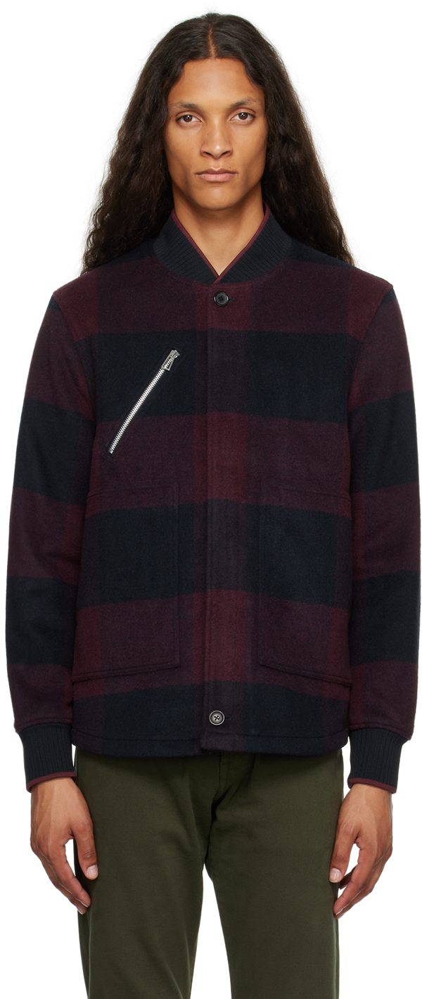 Ps By Paul Smith Checked Bomber Jacket In Rot