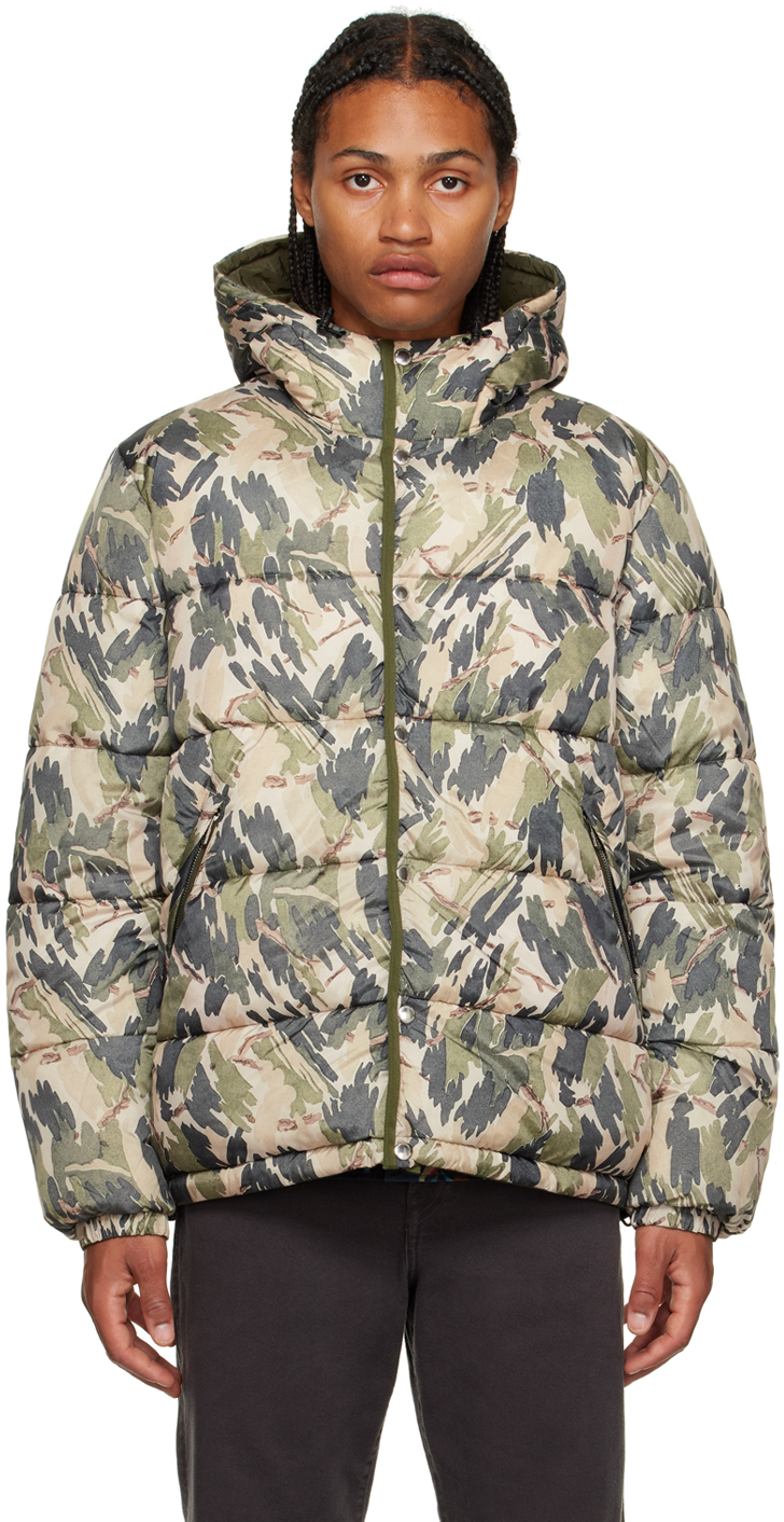Khaki Quilted Reversible Puffer Jacket