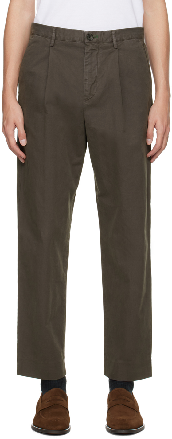 Ps By Paul Smith Gray Pleated Trousers In 77 Browns
