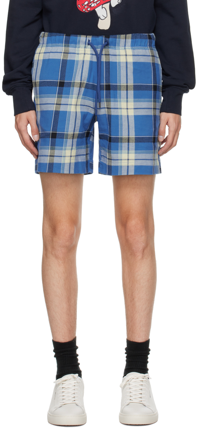 Ps By Paul Smith Blue Check Shorts In 45 Blues