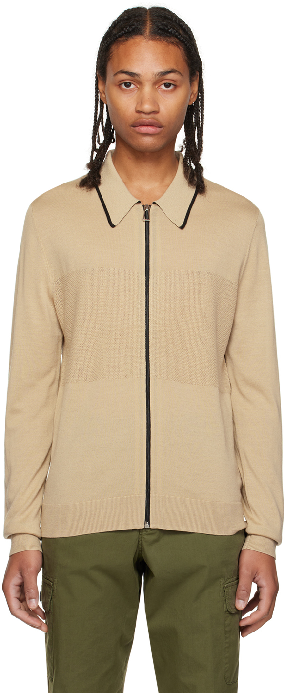 Ps By Paul Smith Beige Zip Sweater In 61 Browns