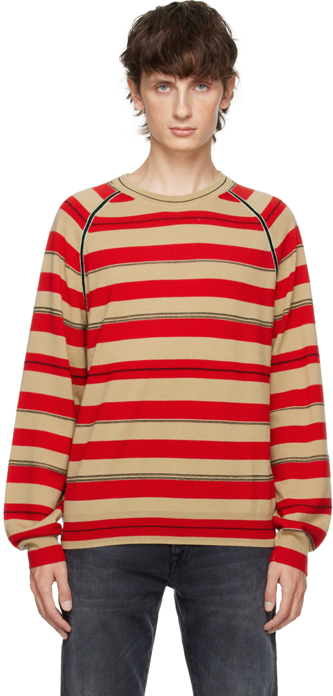 Red & Beige Striped Sweater