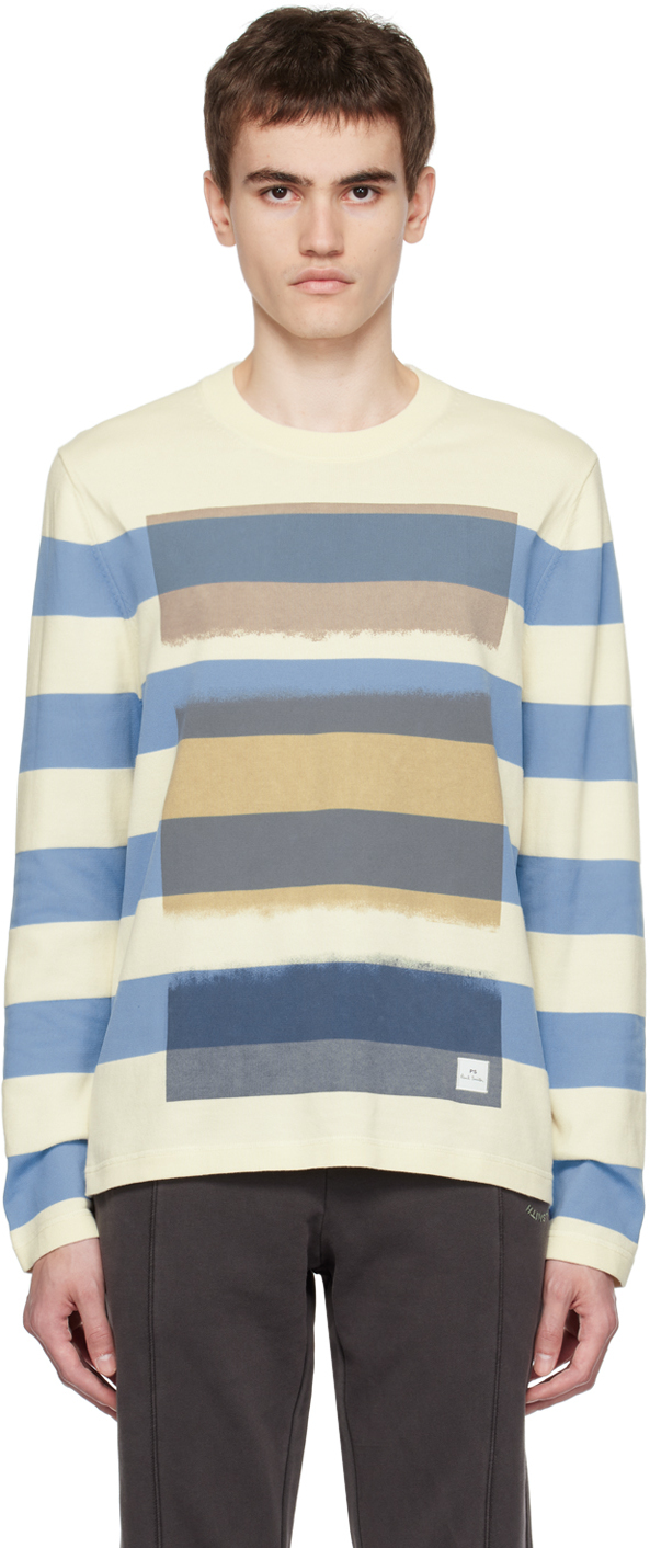 Off-White Stripe Sweater by PS by Paul Smith on Sale