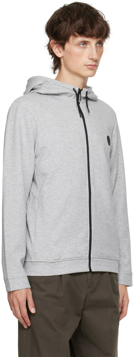 Ps By Paul Smith Logo-patch Zip-up Hoodie In 72 Greys