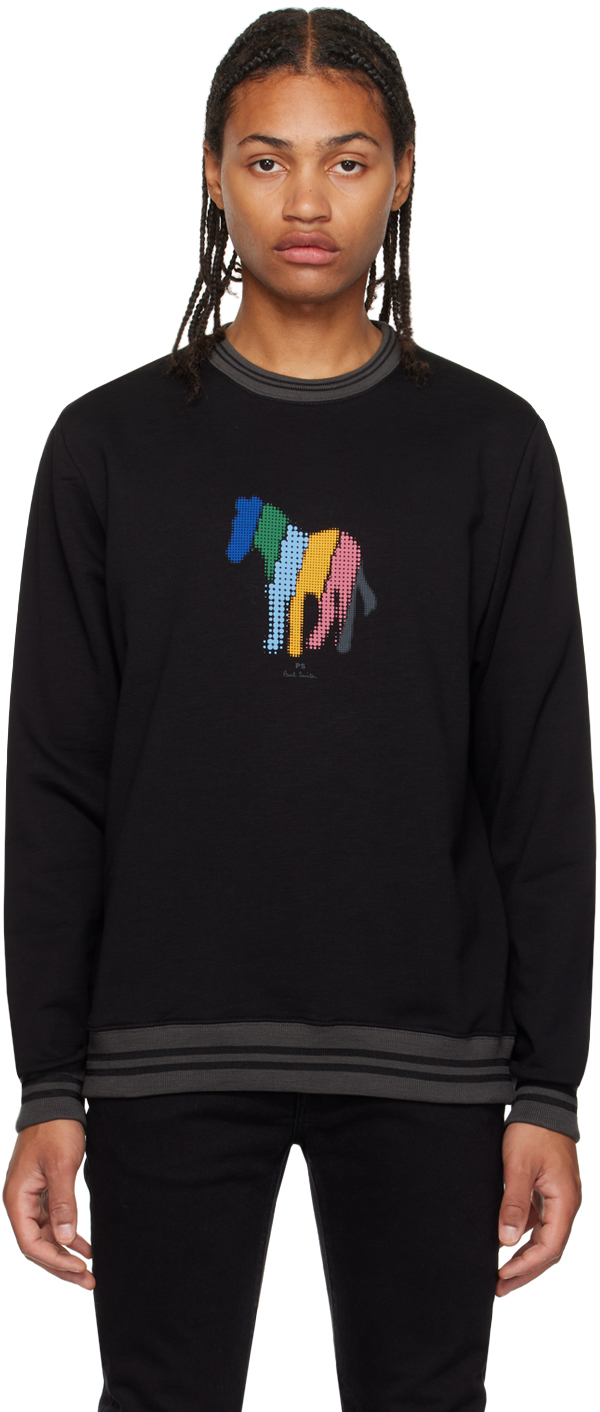 Black Pixel Broad Stripe Zebra Sweatshirt