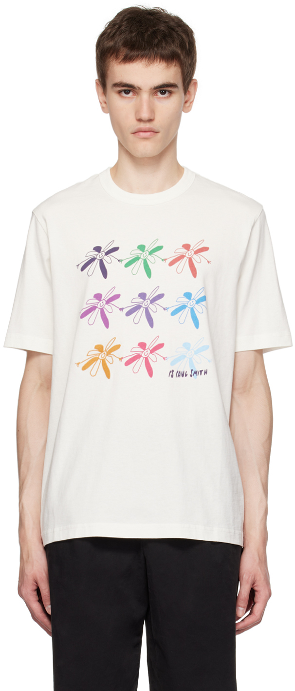 White Flower Grid T-Shirt
