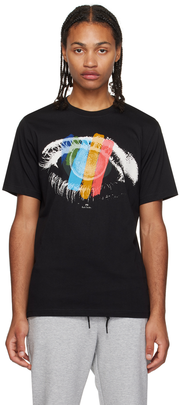 Shop Ps By Paul Smith Black Artist Stripe Eye T-shirt In 79 Blacks