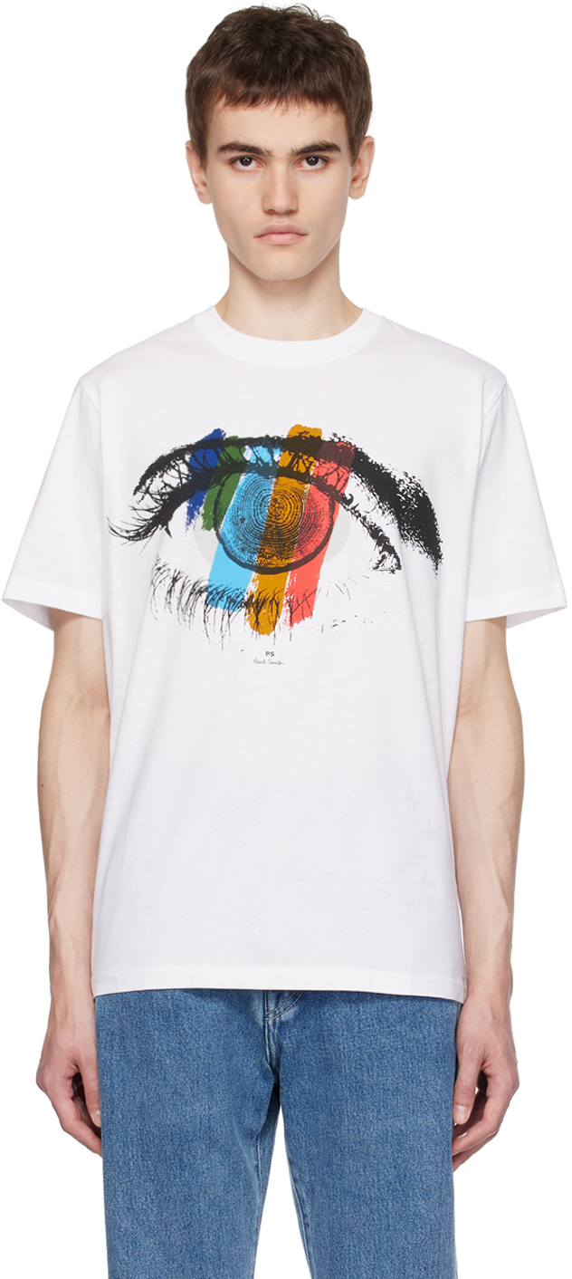 White Artist Stripe Eye T-Shirt