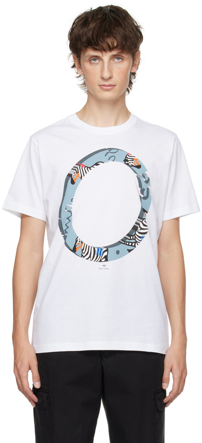 Ps By Paul Smith White Zebra Ring T-shirt In 01 Whites