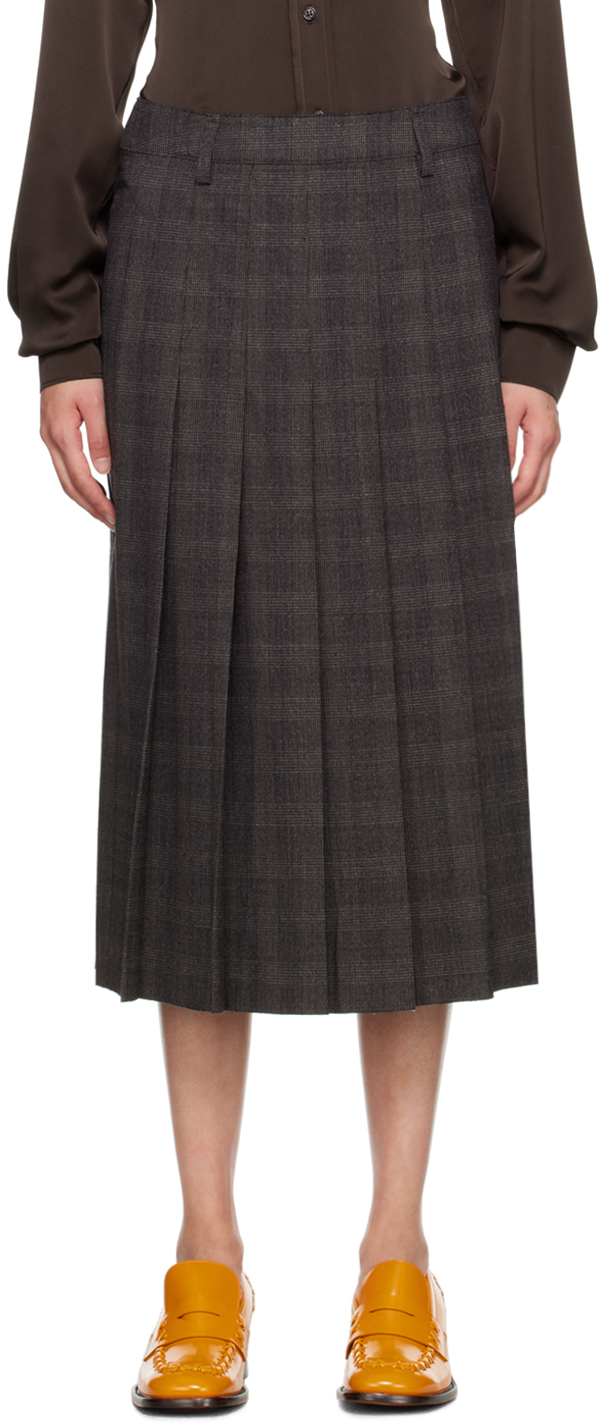 Shop 16arlington Brown Nimue Midi Skirt In Charcoal