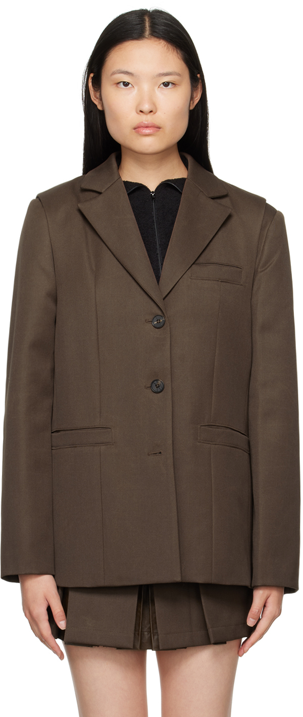 Brown Convertible Blazer & Vest Set