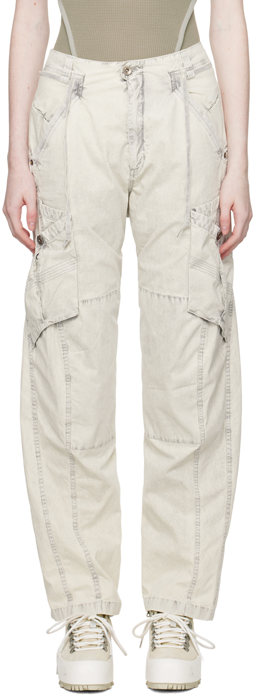 Hyein Seo White Utility Trousers In Ice Blue