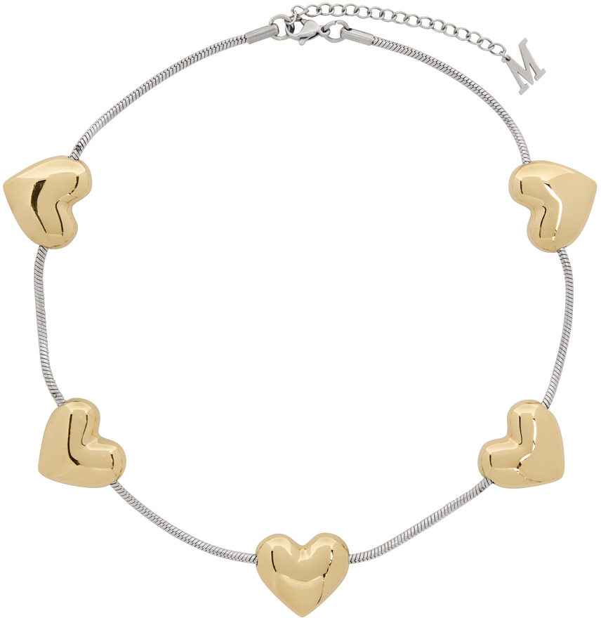 Silver & Gold Heart Strings Necklace by Marland Backus on Sale
