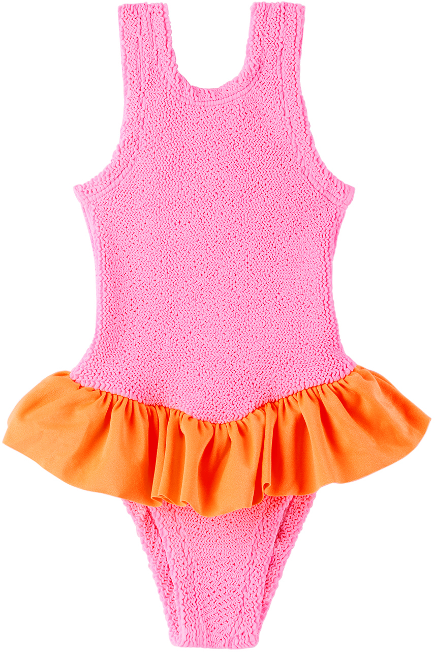 Baby Pink & Orange Duo Denise Swimsuit by Hunza G | SSENSE Canada