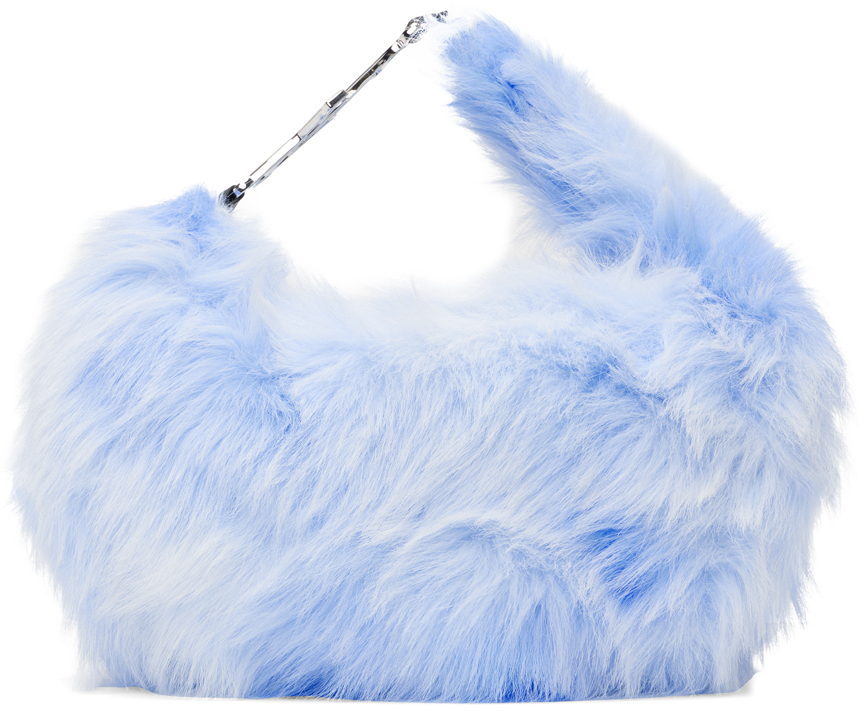 1XBLUE SSENSE Exclusive Blue Faux-Fur Bag for Women
