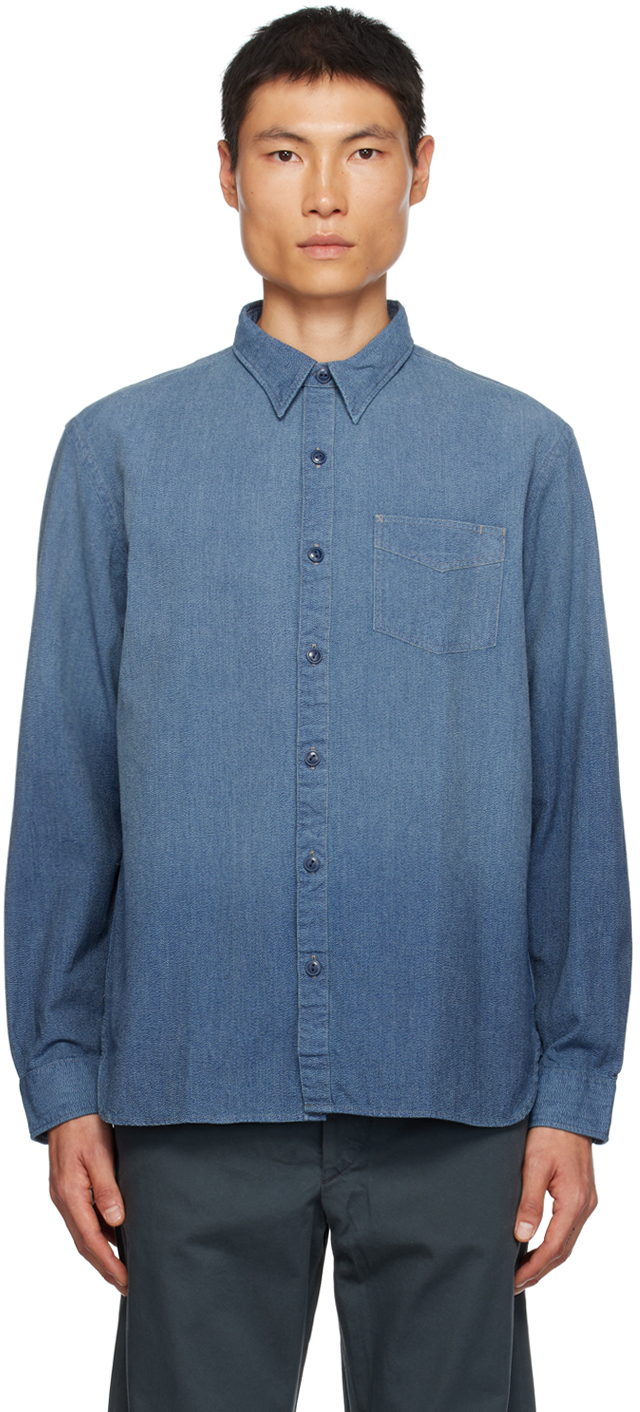 Rrl Blue Irving Shirt In Rl-646 Indigo