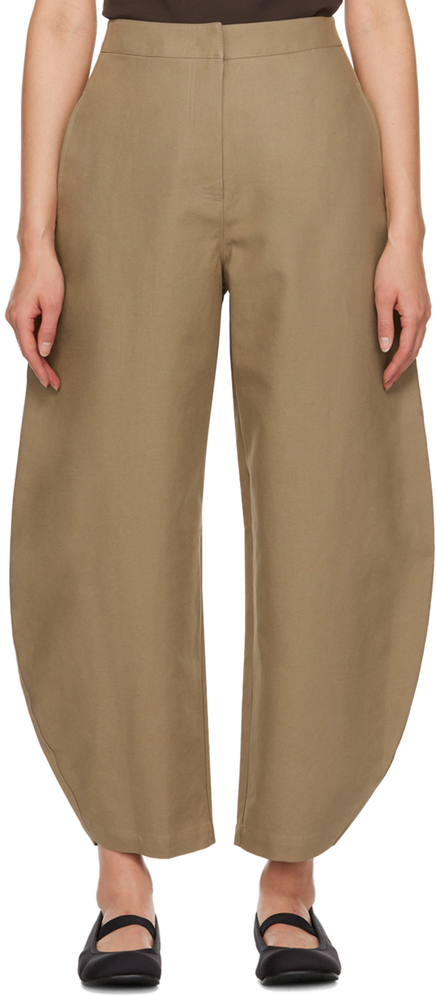 Khaki Curved Leg Trousers