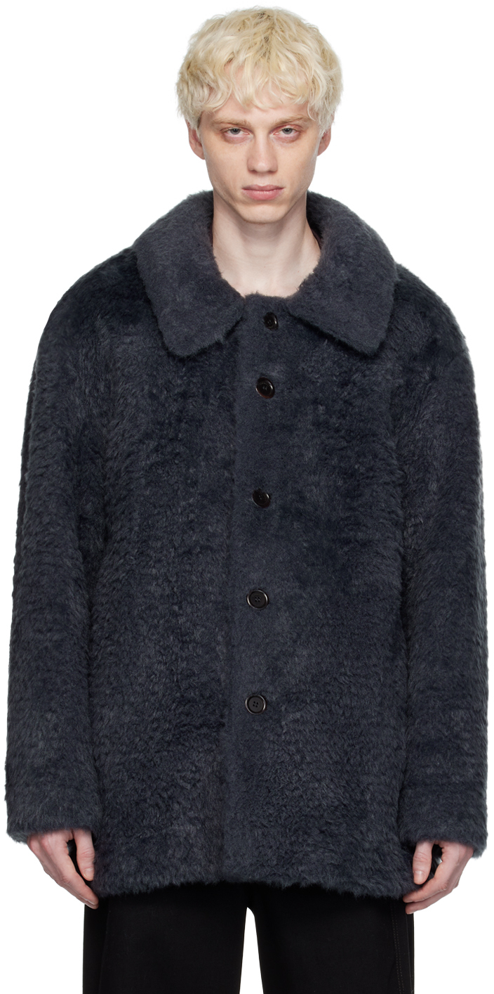 Amomento Oversized Faux Fur Coat In Gray