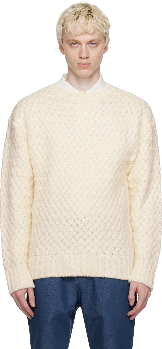 White deals textured sweater