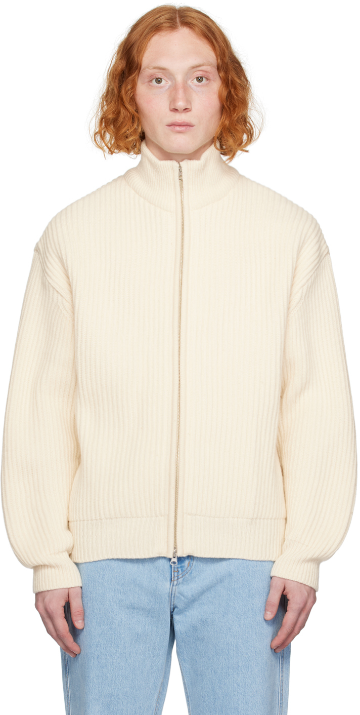 Cream zip front outlet sweater