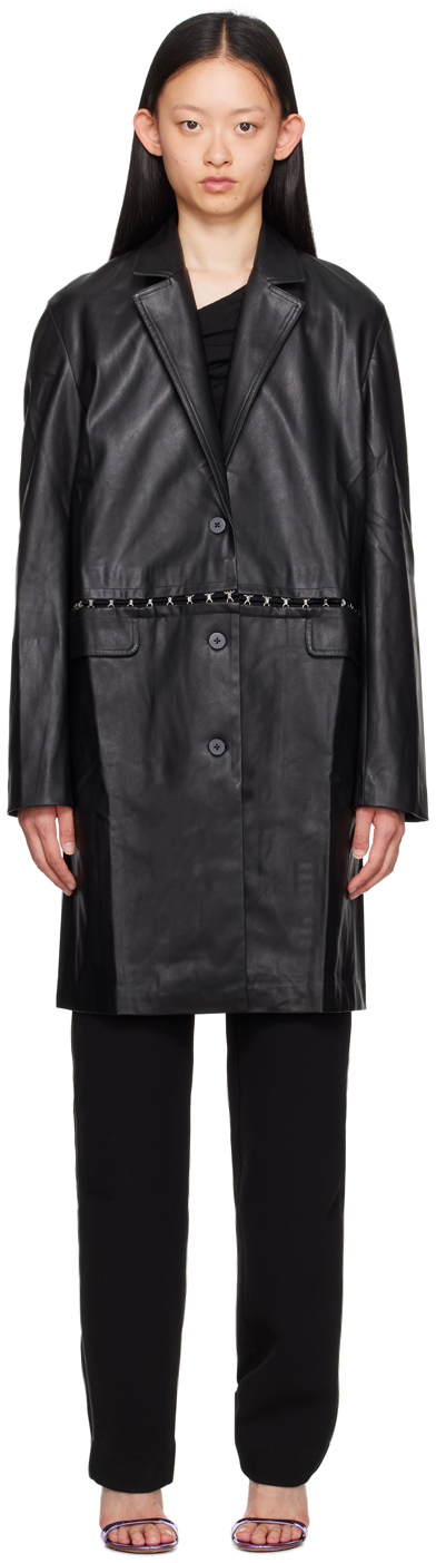 Paris Georgia Black Tailored Faux-leather Jacket