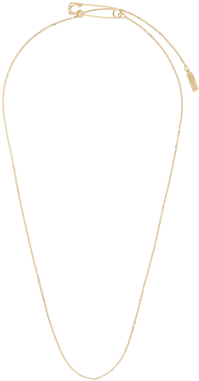 Numbering Gold Safety Pin Necklace