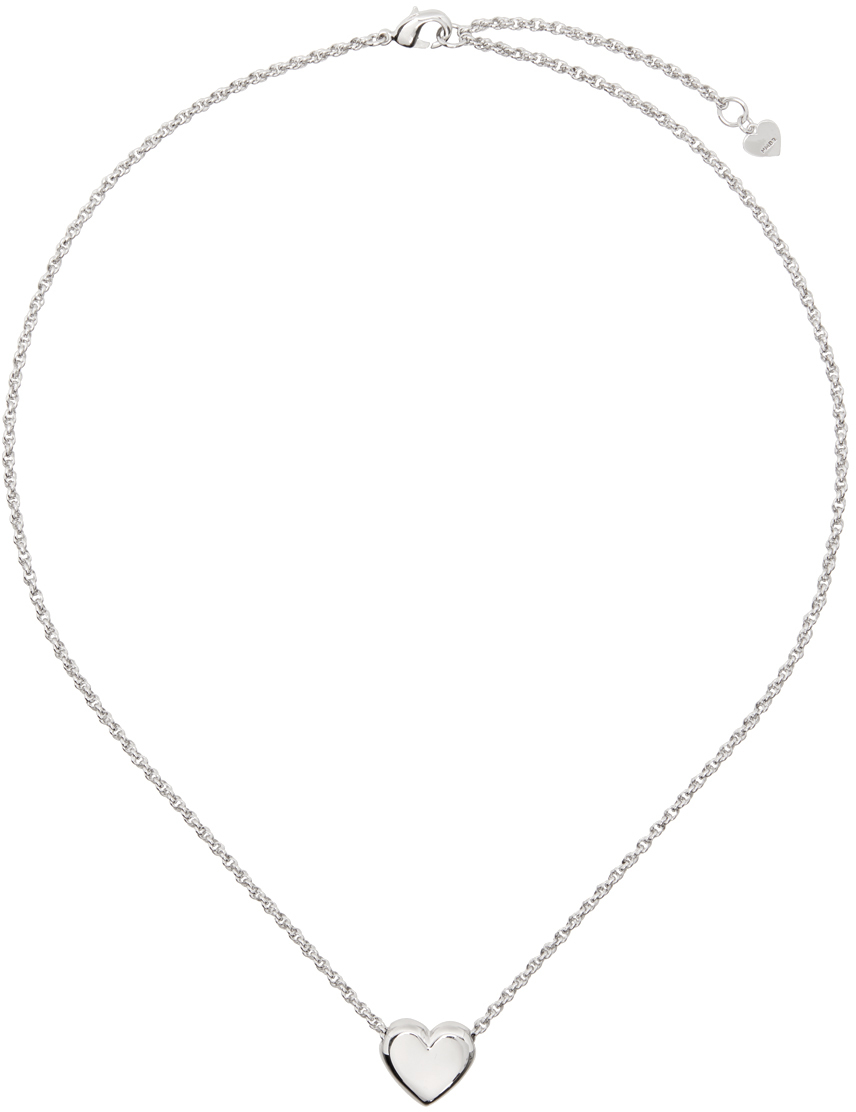 Numbering: Silver Puffy Heart Necklace | SSENSE