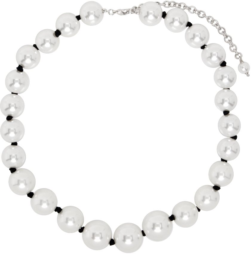 White Knotted Pearl Necklace