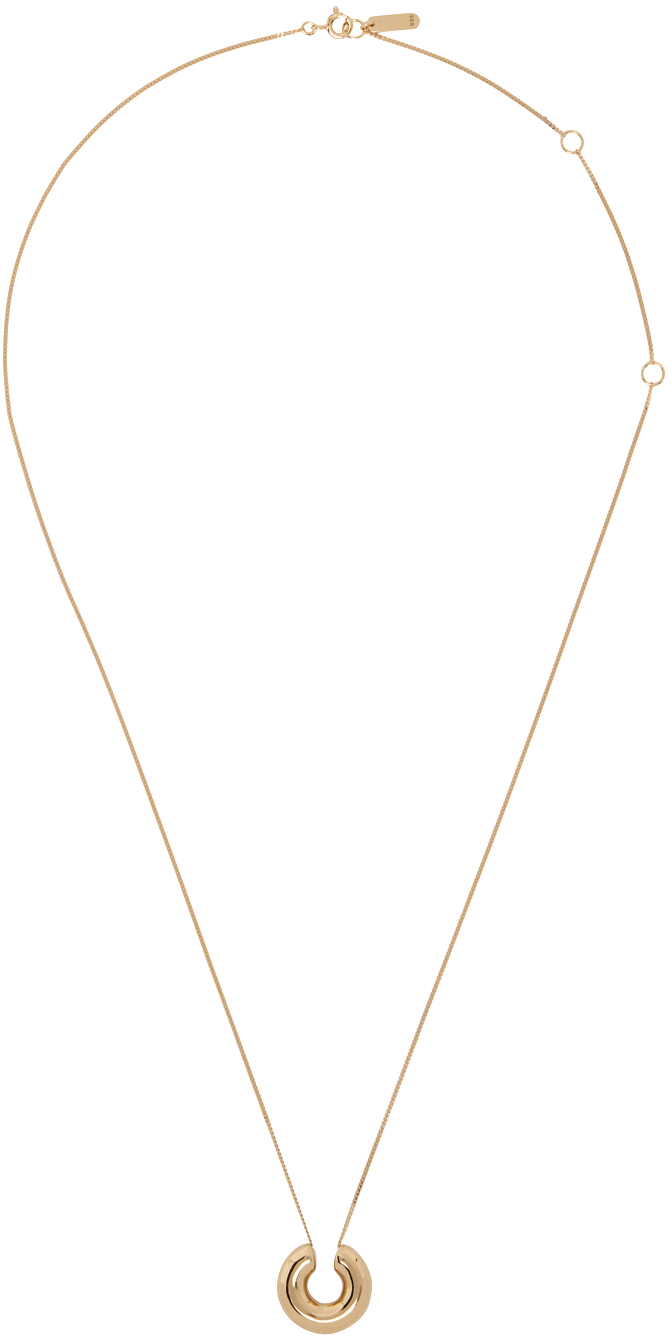Gold Volume Pipe Pendant Necklace