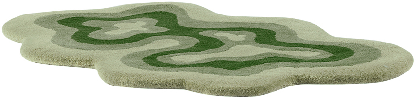Mush Studios Green Small Bur Rug In Basil