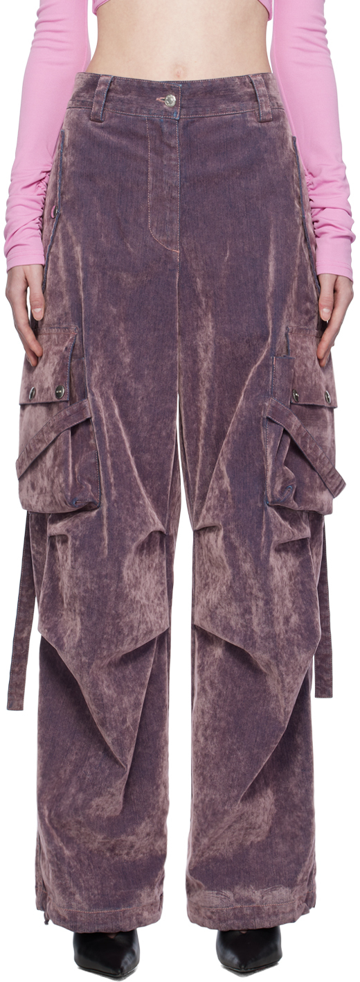 Shop Msgm Purple Flocked Jeans In 12 Pink