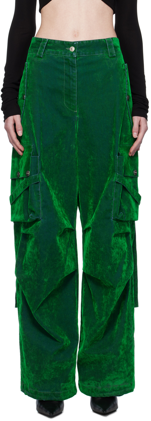 Msgm Green Flocked Jeans In 36 Green