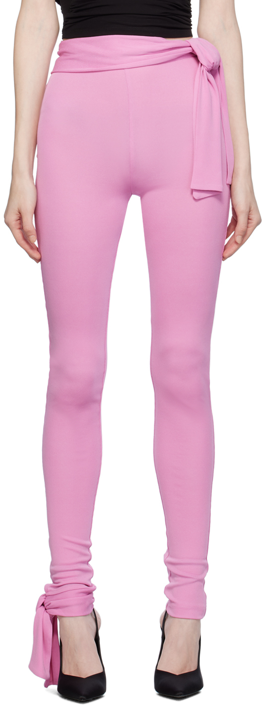Pink Self-Tie Leggings by MSGM on Sale