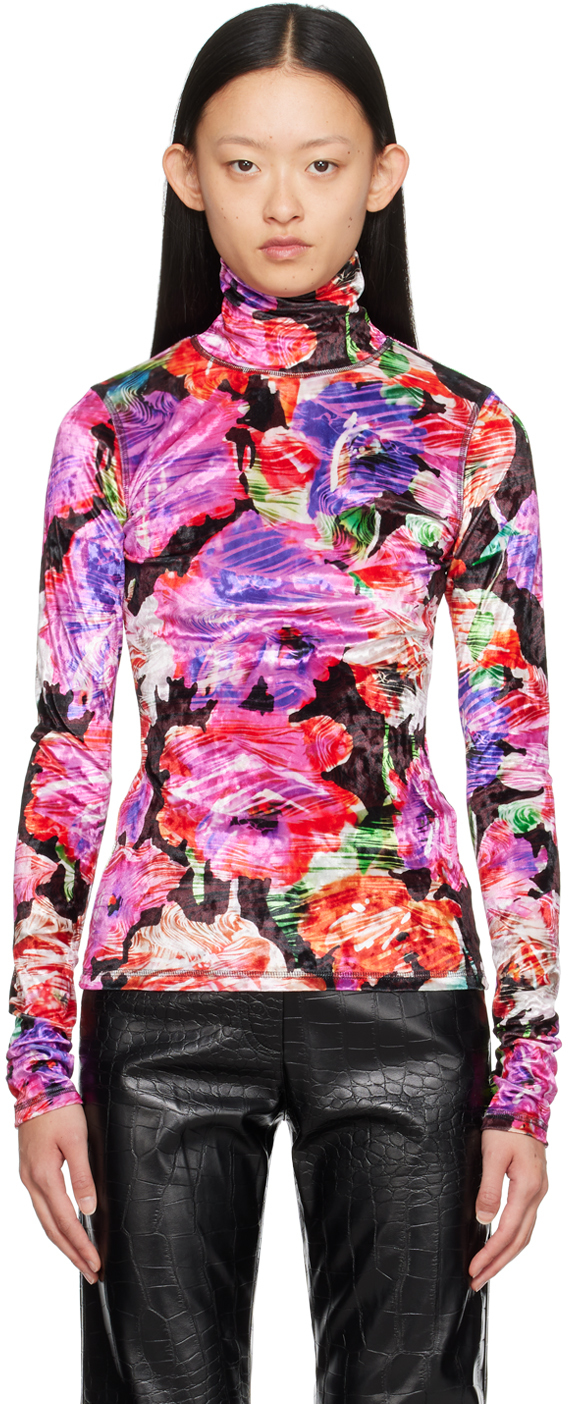 Multicolor Printed Turtleneck