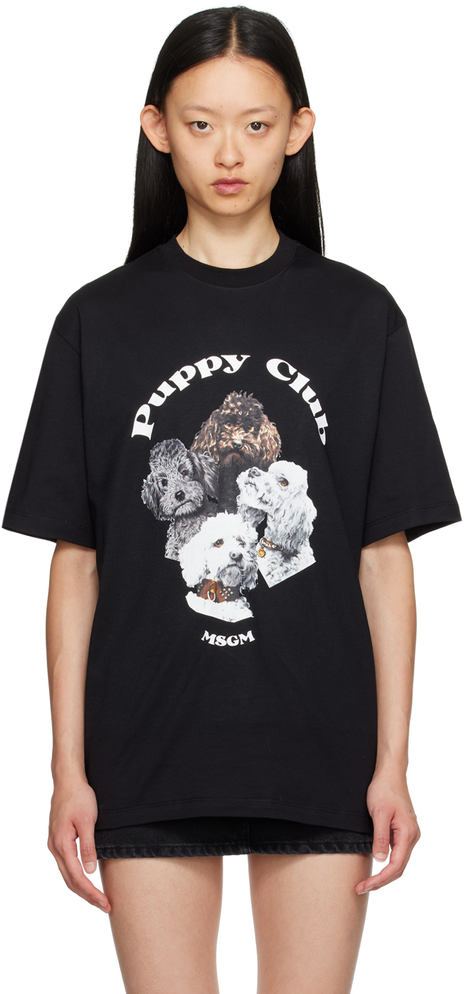 Black 'Puppy Club' T-Shirt