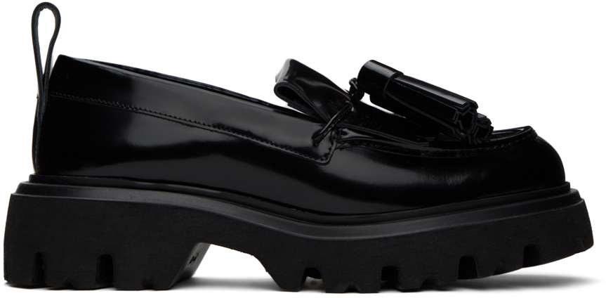 Shop Msgm Black Tassel Loafers In 99 Black