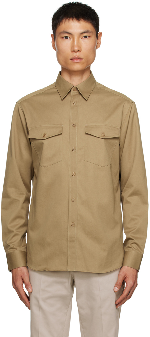 Dunhill: Beige Spread Collar Shirt | SSENSE