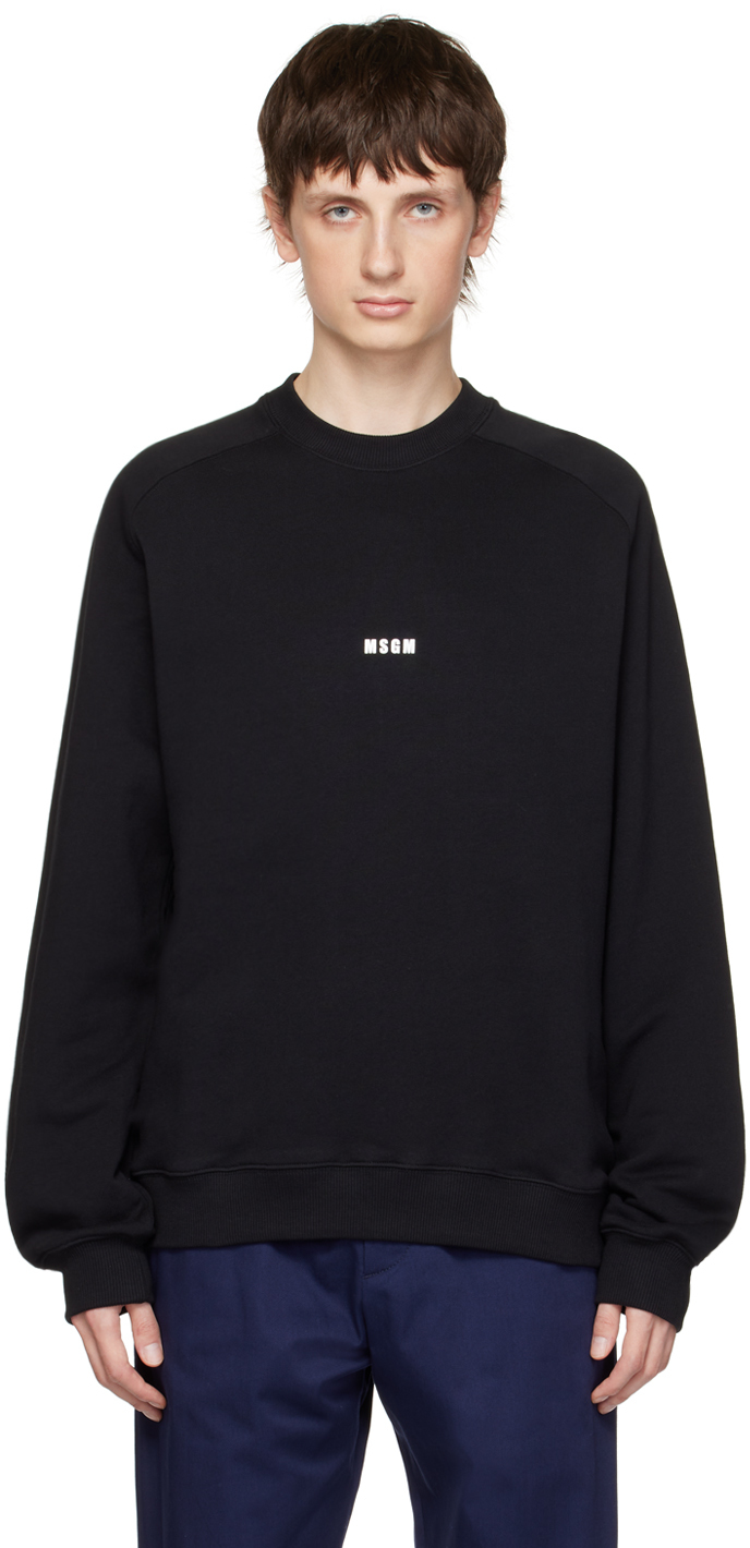 Shop Msgm Black Raglan Sweatshirt