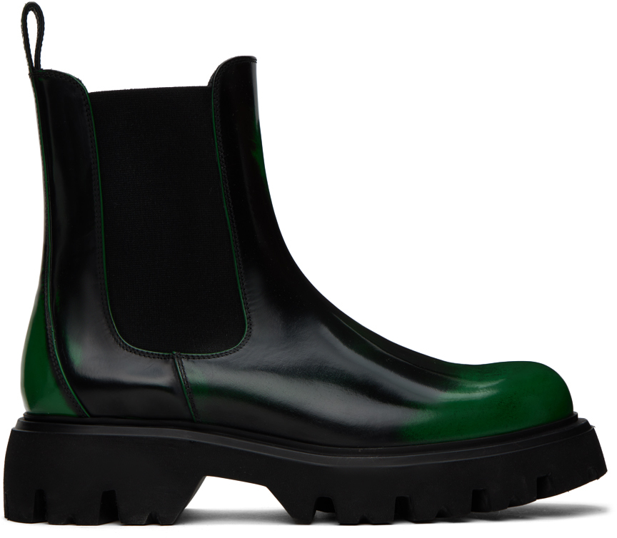 Black Spray Paint Chelsea Boots by MSGM on Sale