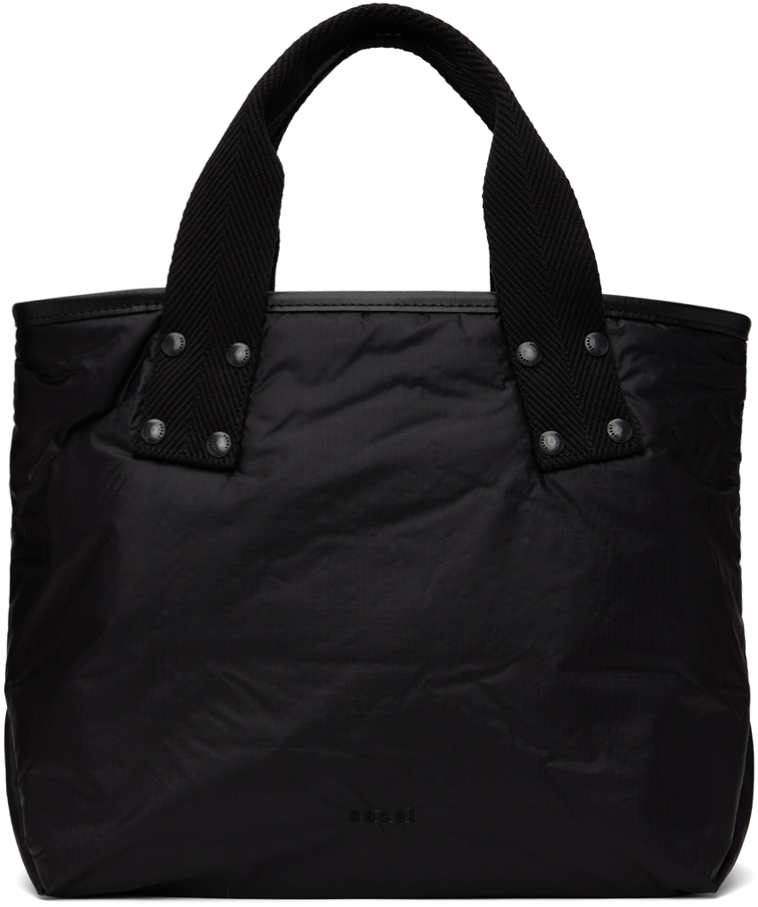 sacai: Black Medium Skytex Tote | SSENSE Canada