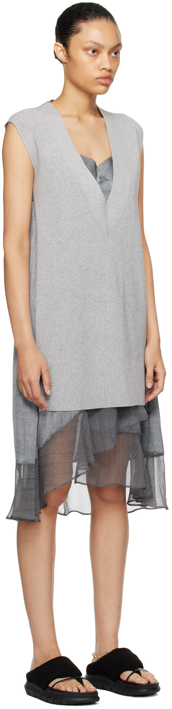 Shop Sacai Gray Layered Midi Dress In 301 Gray