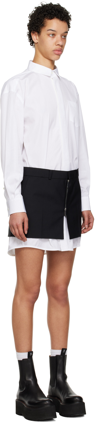 Shop Sacai White Layered Midi Dress In 152 Off White Black