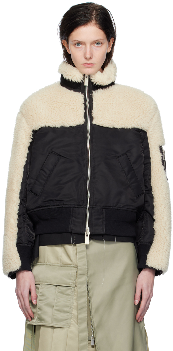 Black & Off-White Mix Jacket by sacai on Sale