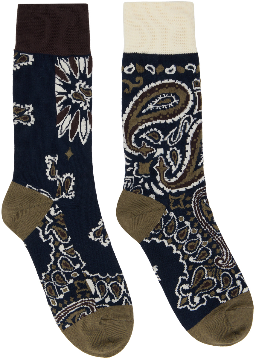 Navy & Khaki Bandana Socks