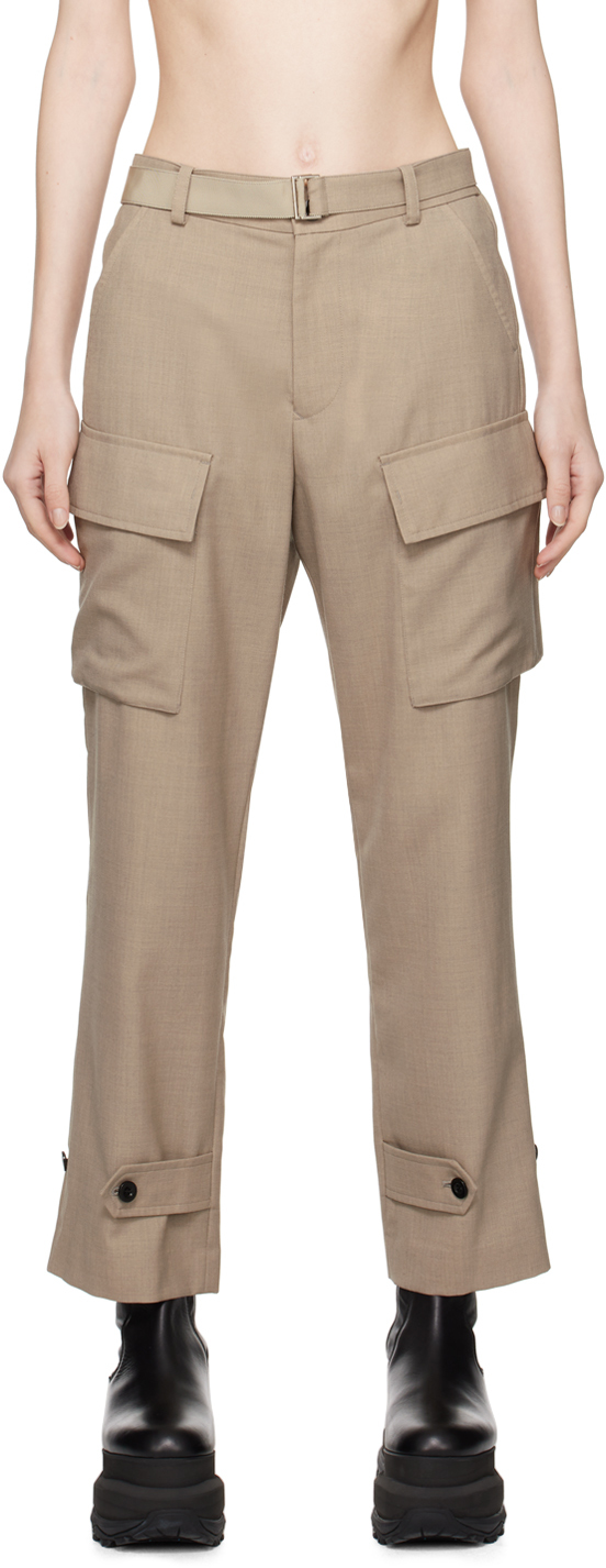 Shop Sacai Beige Suiting Trousers In 651 Beige