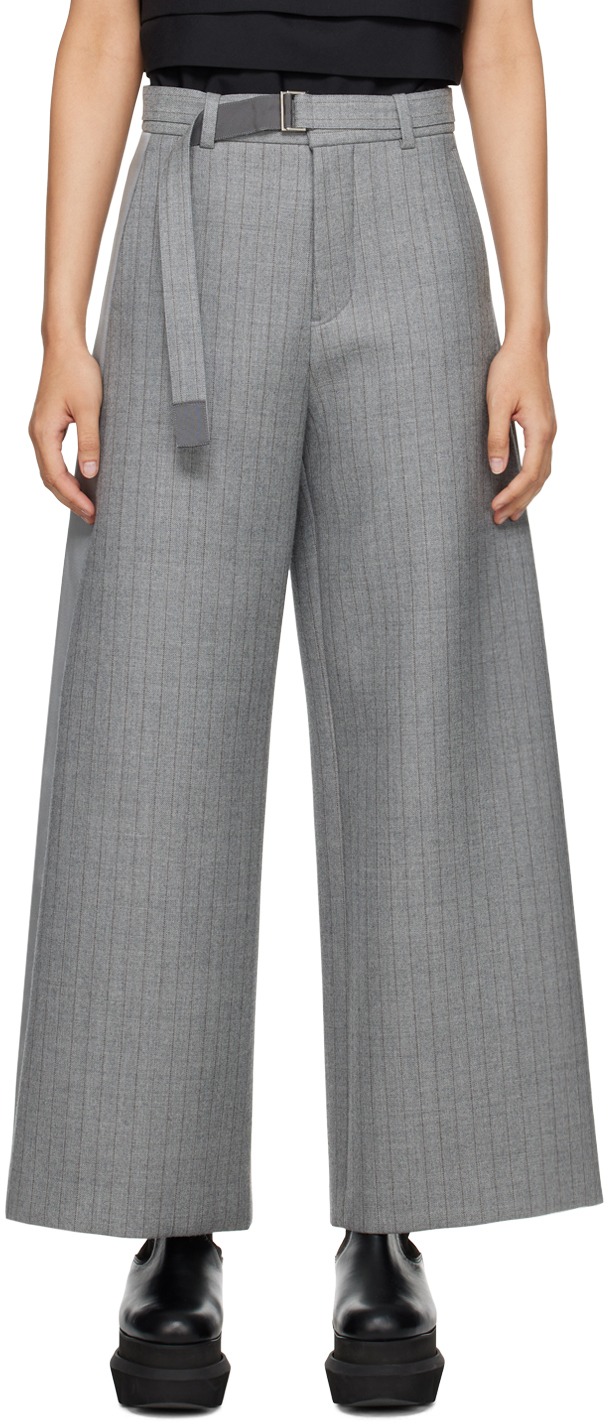 Sacai Gray Paneled Trousers In 301 Gray