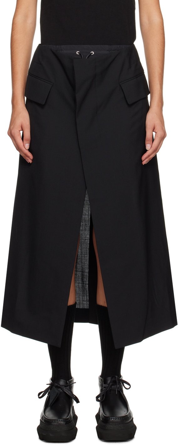 Jupe Noire Mi-longue Sacai Taille S - Neuf Avec étiquettes, Marque De Créateur